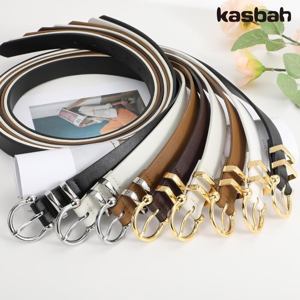 3 Pack Womens Leather Belts Casual Work Dress Jeans Buckle Gift Set - Picture 5 of 6